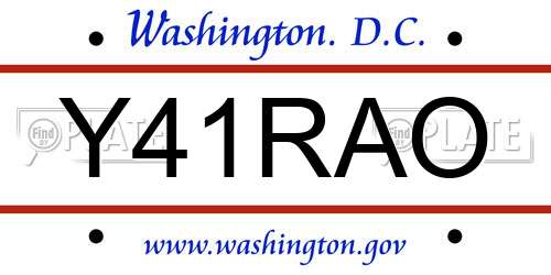 Y41RAO District Of Columbia License Plate