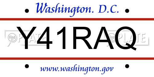 Y41RAQ District Of Columbia License Plate