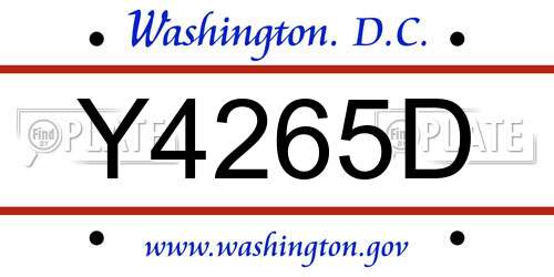 Y4265D District Of Columbia License Plate