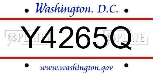 Y4265Q District Of Columbia License Plate