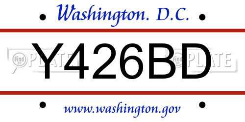 Y426BD District Of Columbia License Plate