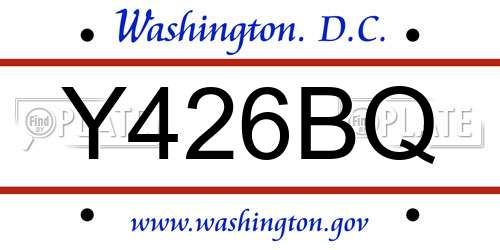 Y426BQ District Of Columbia License Plate