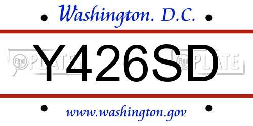 Y426SD District Of Columbia License Plate