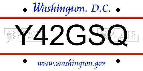 Y42GSQ District Of Columbia License Plate