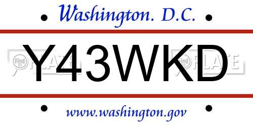 Y43WKD District Of Columbia License Plate