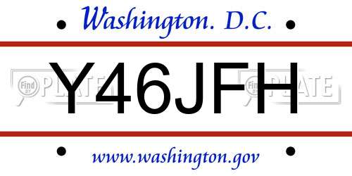 Y46JFH District Of Columbia License Plate