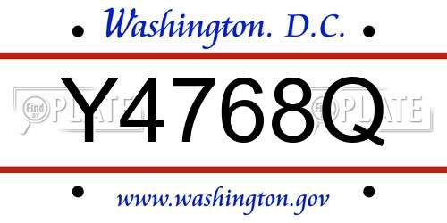 Y4768Q District Of Columbia License Plate
