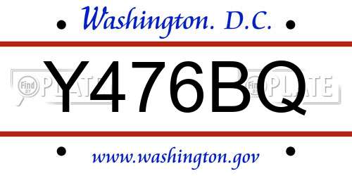 Y476BQ District Of Columbia License Plate
