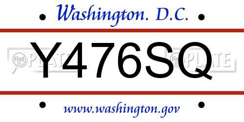 Y476SQ District Of Columbia License Plate