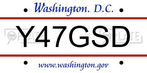Y47GSD District Of Columbia License Plate