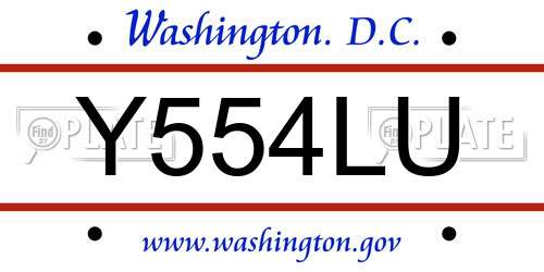 Y554LU District Of Columbia License Plate