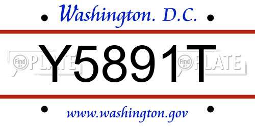 Y5891T District Of Columbia License Plate