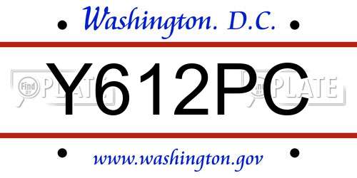 Y612PC District Of Columbia License Plate
