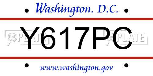 Y617PC District Of Columbia License Plate