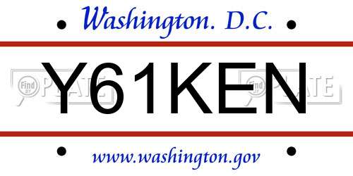 Y61KEN District Of Columbia License Plate