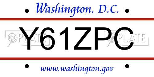 Y61ZPC District Of Columbia License Plate