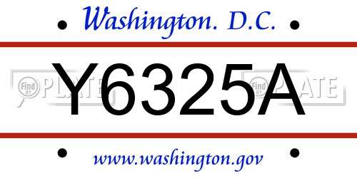 Y6325A District Of Columbia License Plate