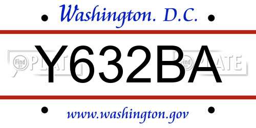 Y632BA District Of Columbia License Plate