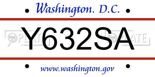 Y632SA District Of Columbia License Plate