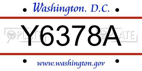 Y6378A District Of Columbia License Plate