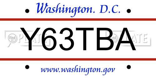 Y63TBA District Of Columbia License Plate