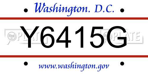 Y6415G District Of Columbia License Plate