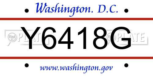 Y6418G District Of Columbia License Plate