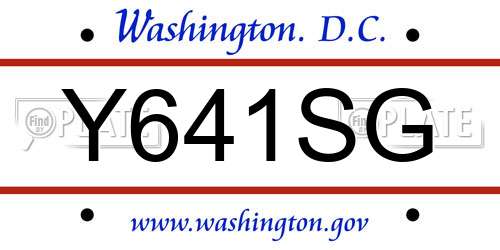 Y641SG District Of Columbia License Plate
