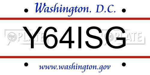 Y64ISG District Of Columbia License Plate