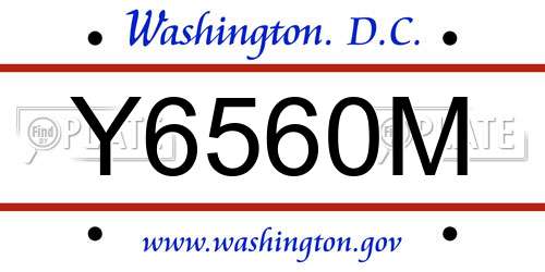 Y6560M District Of Columbia License Plate