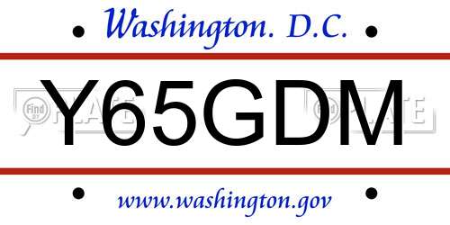 Y65GDM District Of Columbia License Plate