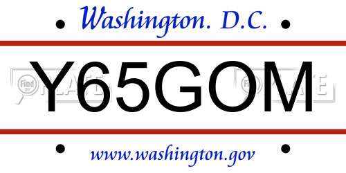 Y65GOM District Of Columbia License Plate