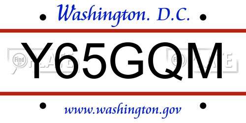 Y65GQM District Of Columbia License Plate
