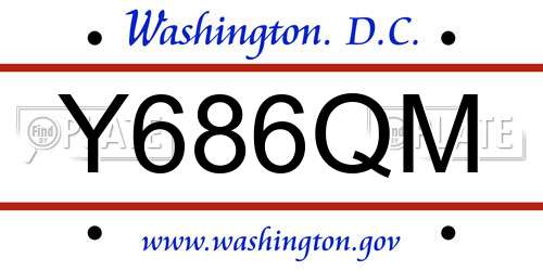 Y686QM District Of Columbia License Plate