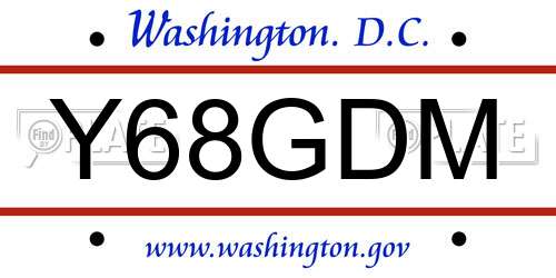 Y68GDM District Of Columbia License Plate