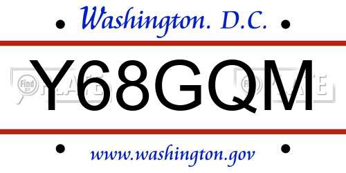 Y68GQM District Of Columbia License Plate
