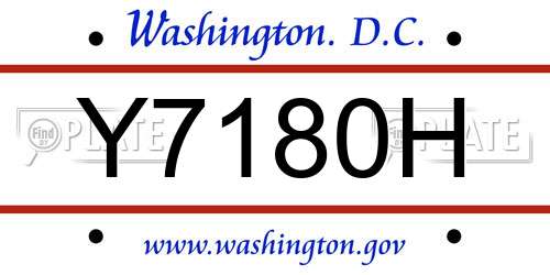 Y7180H District Of Columbia License Plate