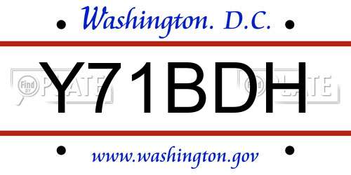 Y71BDH District Of Columbia License Plate