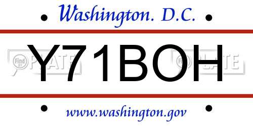 Y71BOH District Of Columbia License Plate