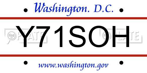 Y71SOH District Of Columbia License Plate