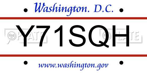 Y71SQH District Of Columbia License Plate