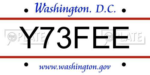 Y73FEE District Of Columbia License Plate