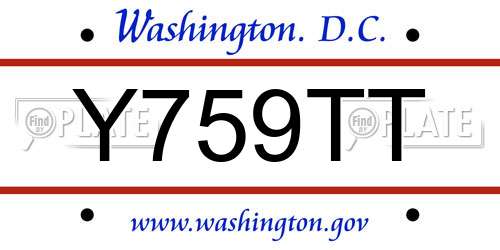 Y759TT District Of Columbia License Plate