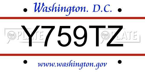Y759TZ District Of Columbia License Plate