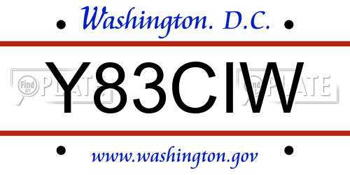 Y83CIW District Of Columbia License Plate