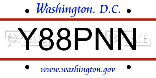 Y88PNN District Of Columbia License Plate
