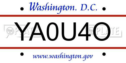 YA0U4O District Of Columbia License Plate