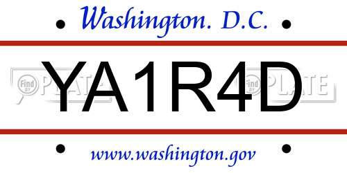 YA1R4D District Of Columbia License Plate