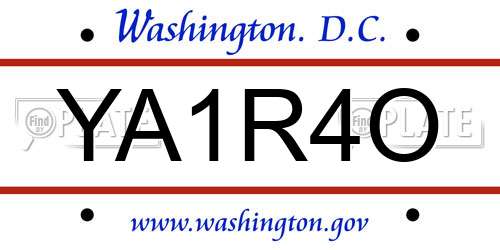 YA1R4O District Of Columbia License Plate