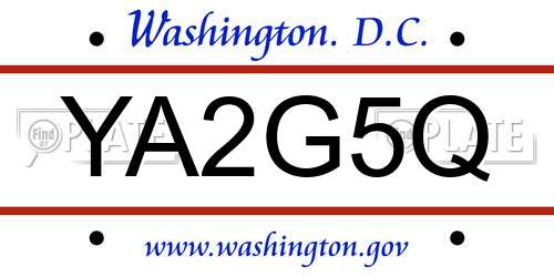 YA2G5Q District Of Columbia License Plate